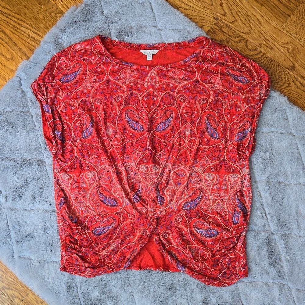 Lucky Brand Red Paisley Shirt, Women's Extra Large, Great Condition
